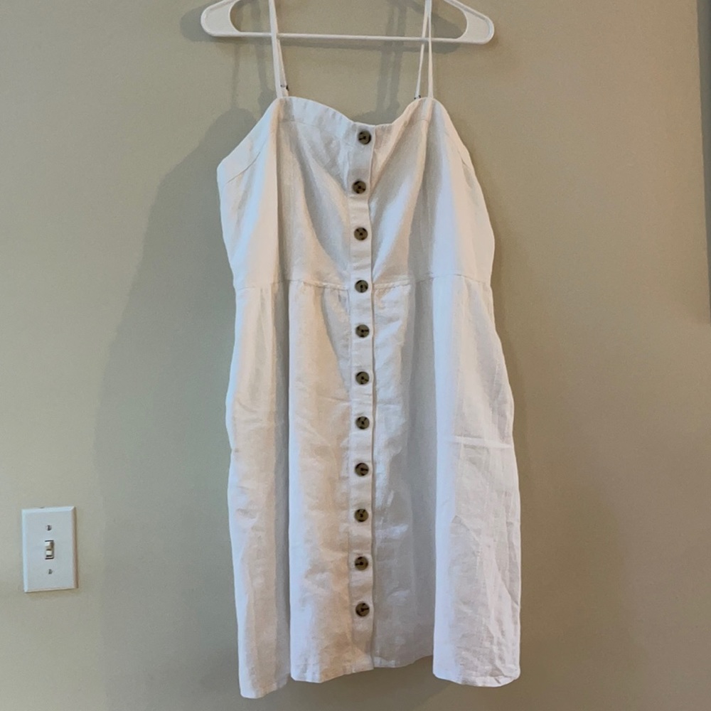 💕3 for 30 💕 Universal thread White Cotton Linen Sundress Button Front XL NWT